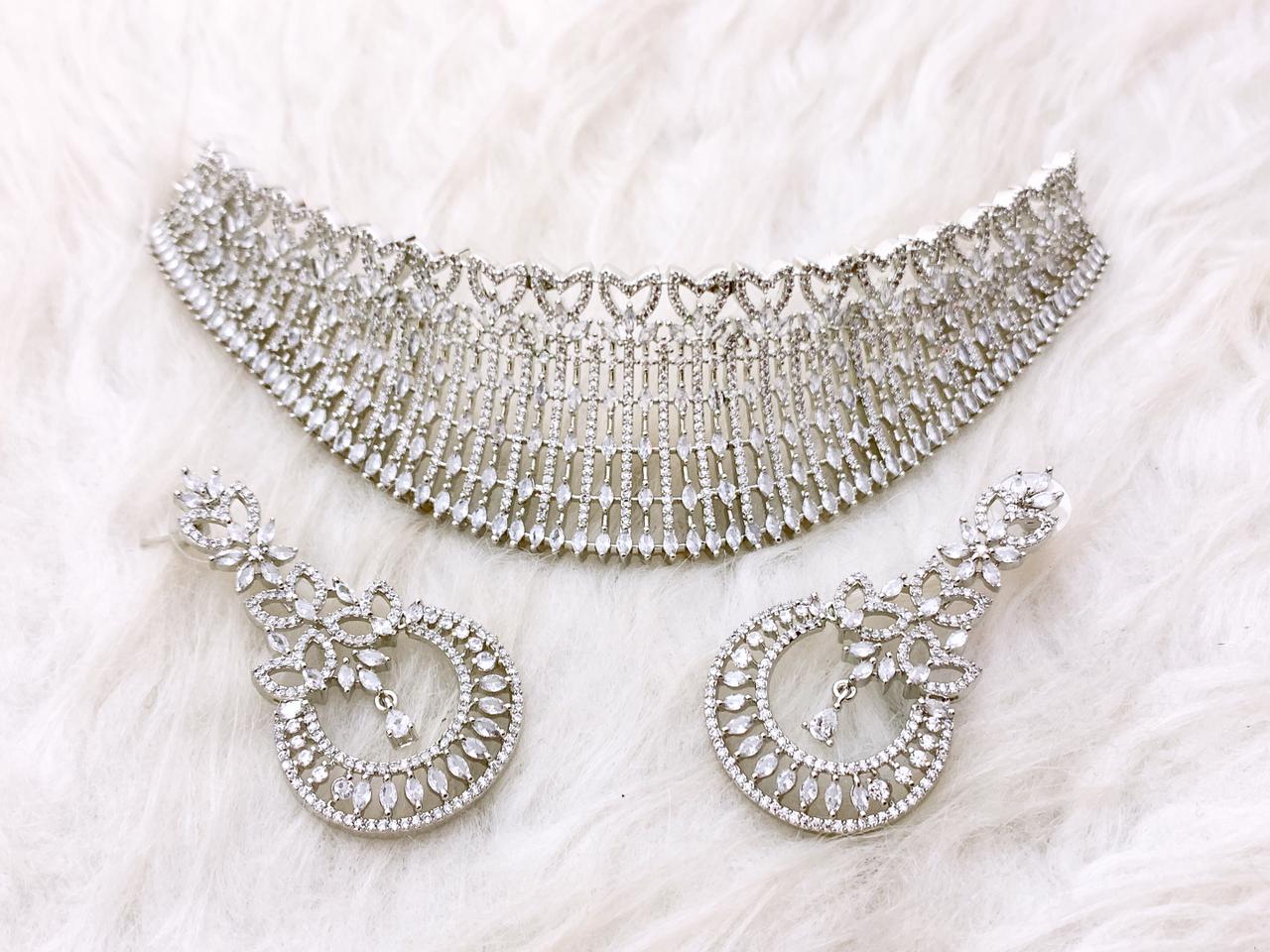 Lustrous Red & White American Diamond Bridal Wedding Choker Set — Royal Heritage Edition Lustrous Red & White American Diamond Bridal Wedding Choker Set — Royal Heritage Edition - Image 2