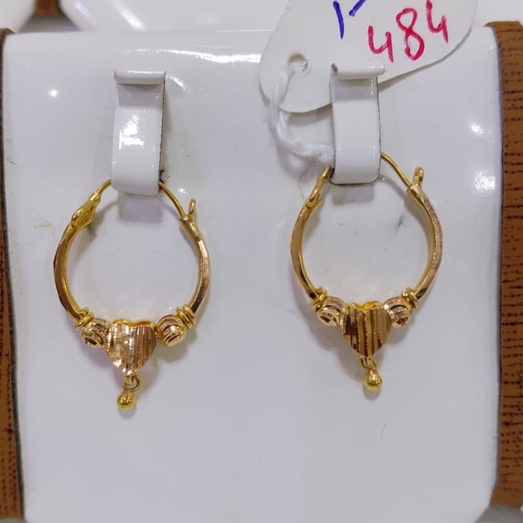1.5 Grams Traditional Gold Bali Earrings Lightweight 21k solid gold bali earrings for women, 1.5-gram daily wear balian design in Pakistan.