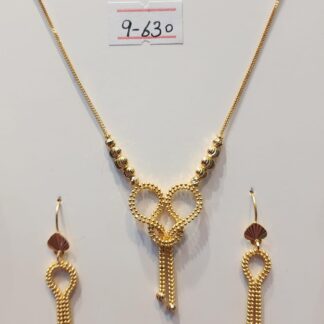 Romantic 21K Gold Infinity Heart Beaded Necklace & Earring Set 9.630g - Carat Vogue