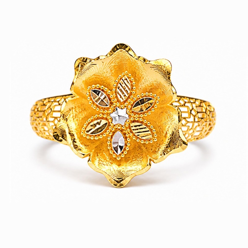 22Kt Yellow Gold Zinnia Bloom Ring – 4.300 Grams