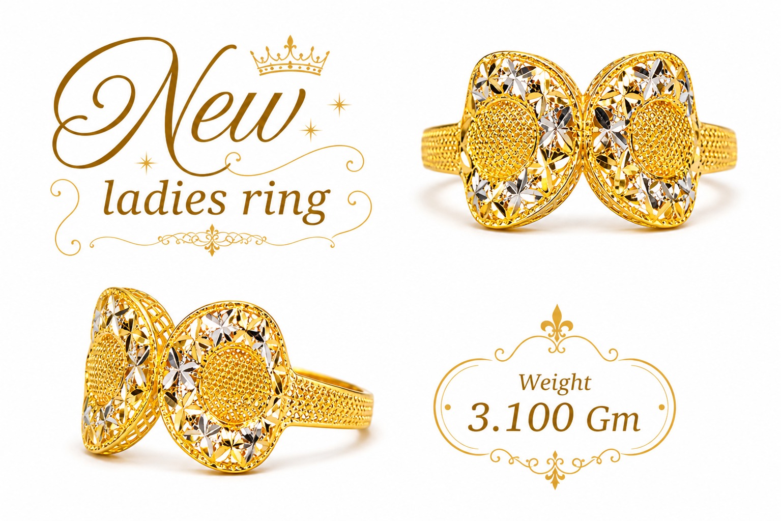 22k Gold Aura Medallion Ring (3.100g) Shop the 22k Gold Aura Medallion Ring at Carat Vogue. Featuring 3.100g of pure gold with rhodium diamond-cut finishes. Perfect for weddings and luxury gifts.