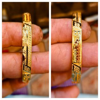 8 gram 22k solid gold bangle with diamond-cut geometric and floral patterns