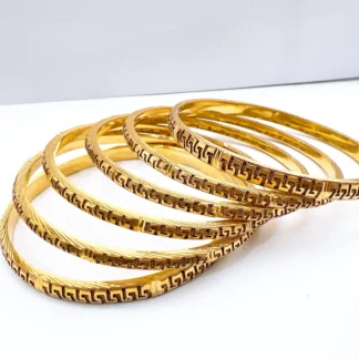 22ct Gold Plated CNC Cut Greek Key Versace Style Bangles and Kangan Set UK